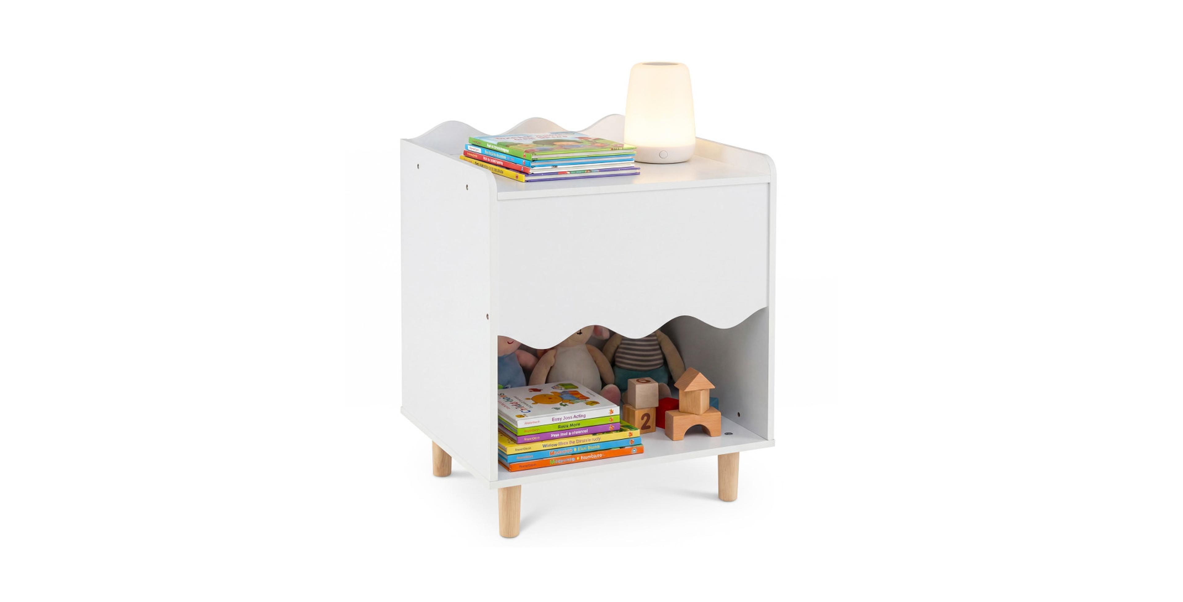 Gouun Toddler Scalloped Side Table with Wide Top and Open Compartment
