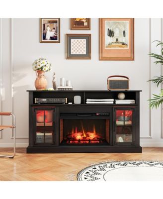 58 Inch Fireplace TV Stand with Adjustable Thermostat and Remote Control
