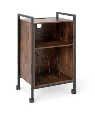 Mobile Record Player Stand with Power Outlet