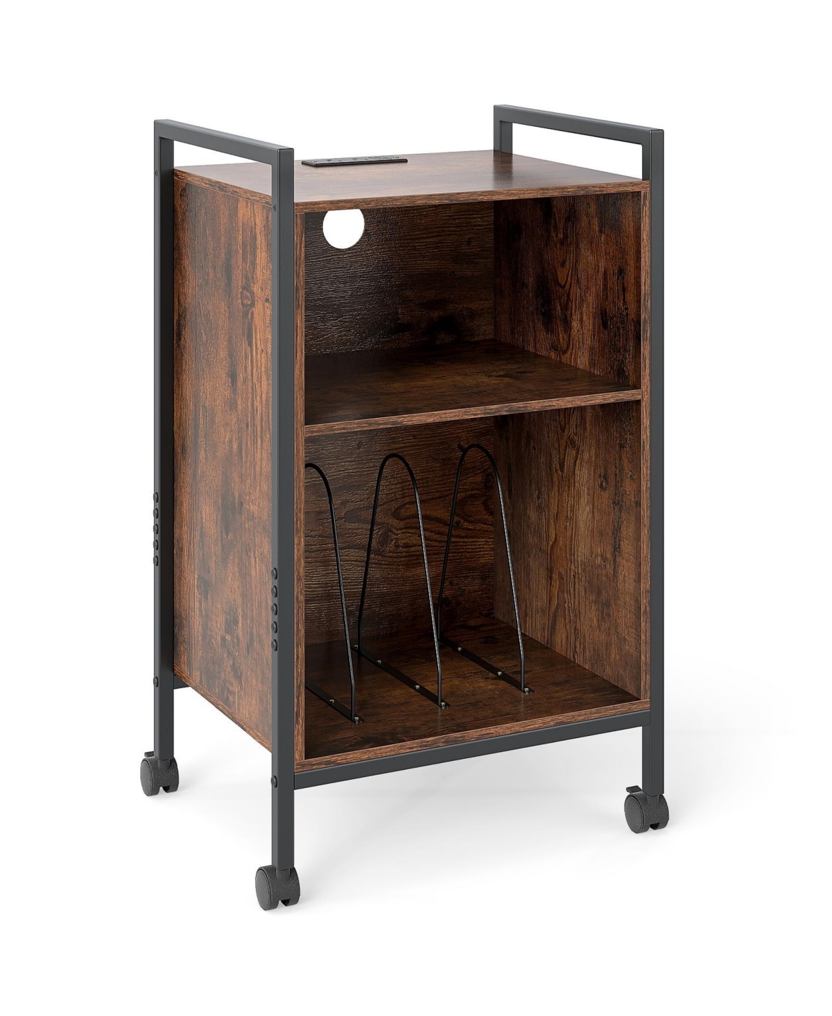 Mecale Mobile Record Player Stand with Power Outlet