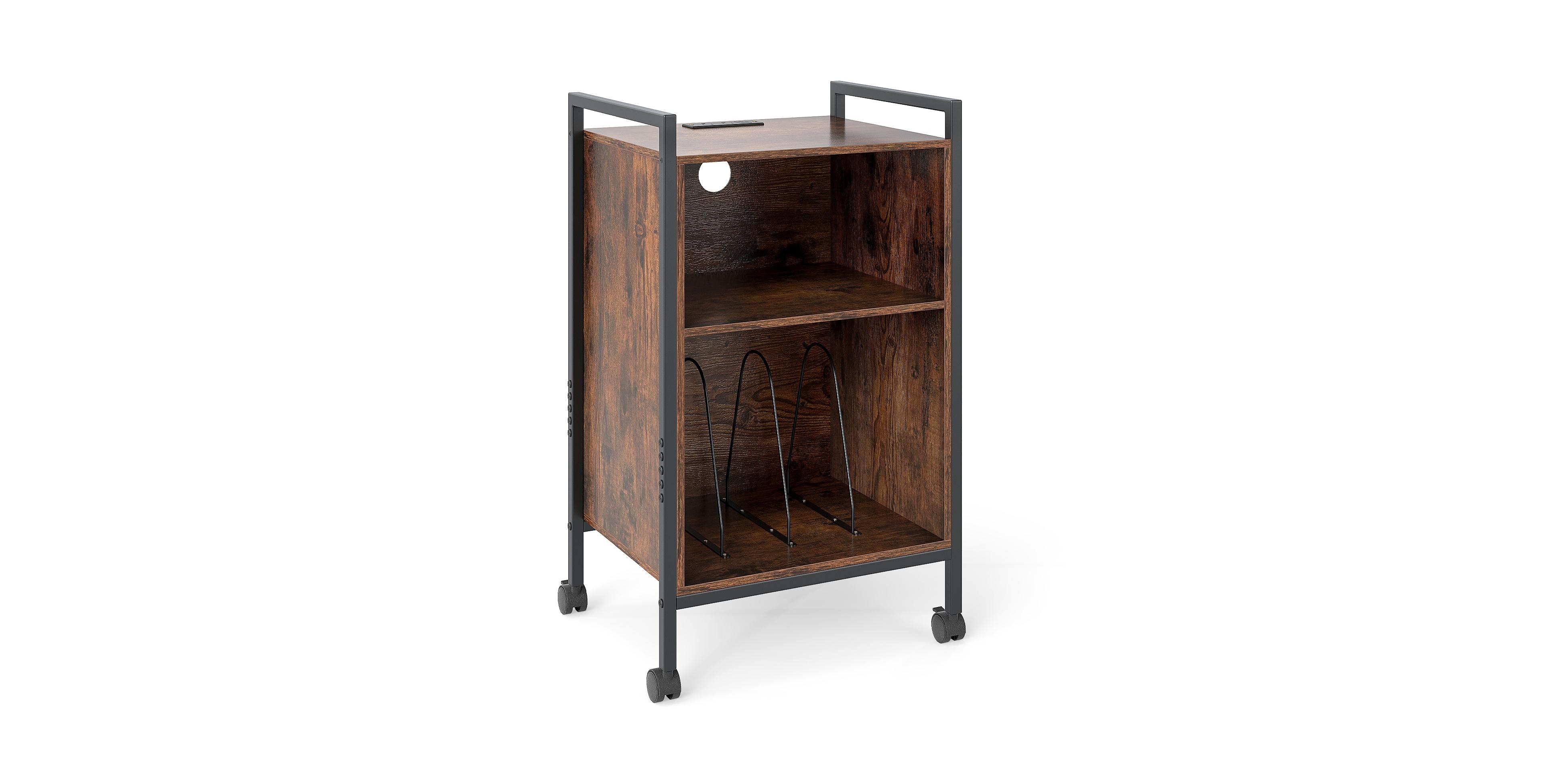 Mecale Mobile Record Player Stand with Power Outlet