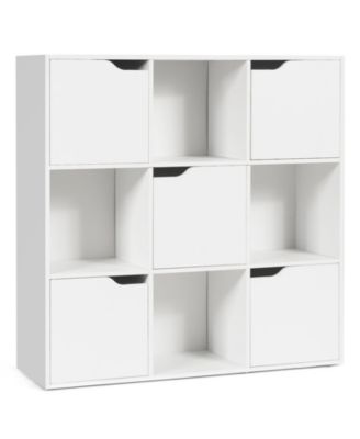 Free Standing 9 Cube Storage Wood Divider Bookcase for Home and Office
