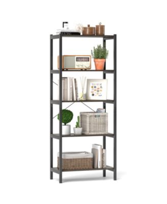 5-Tier Industrial Bookshelf Display Storage Rack with Metal Frame