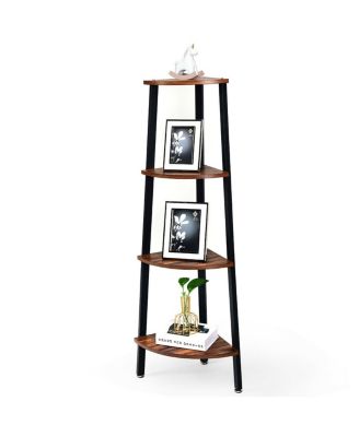 4-Tier Corner Shelf Metal Storage Rack Domestic Bookcase