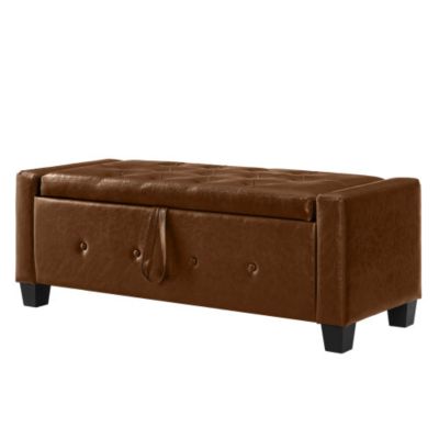 Tufted PU Faux Leather 48 inch Storage Ottoman Bench, Entryway and Bedroom Shoe Bench