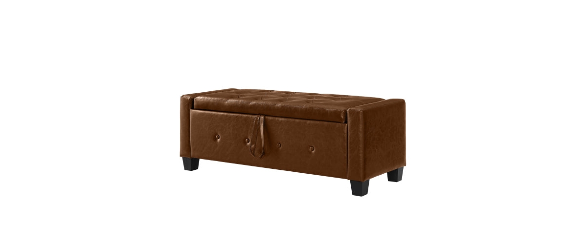 Flynama Tufted Pu Faux Leather 48 inch Storage Ottoman Bench, Entryway and Bedroom Shoe Bench