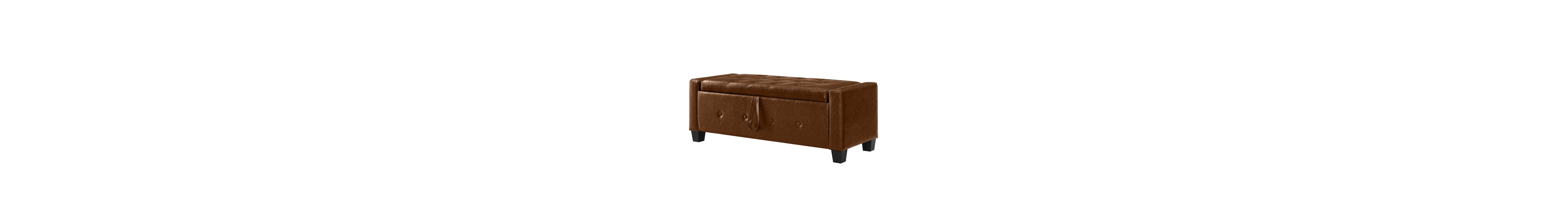 Flynama Tufted Pu Faux Leather 48 inch Storage Ottoman Bench, Entryway and Bedroom Shoe Bench