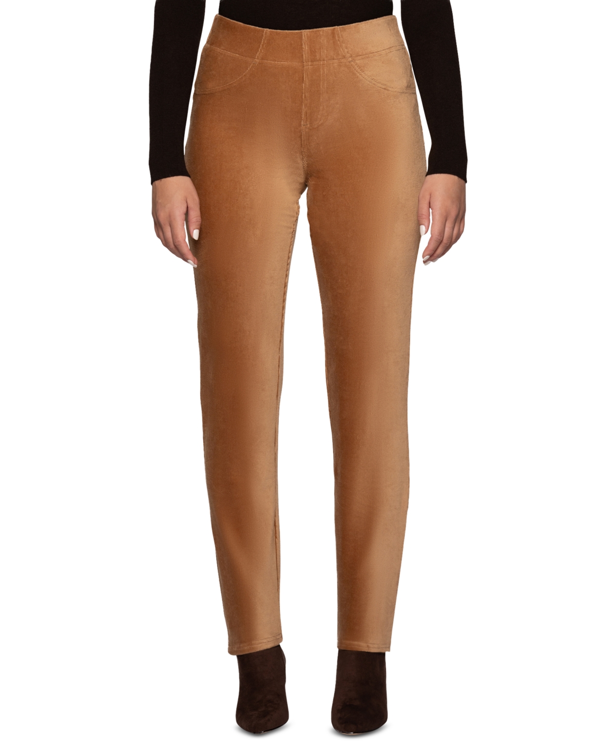 Hue Women's Classic Corduroy Pull-On Mid-Rise Pants - Camel