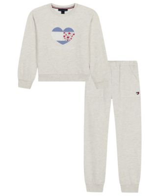 Girls' 2T-16 Crewneck Long-Sleeve Sweatshirt and Jogger Pants, 2-Piece Set