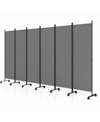 Room Divider, 6-Panel Folding Privacy Screen with Lockable Rolling Wheels