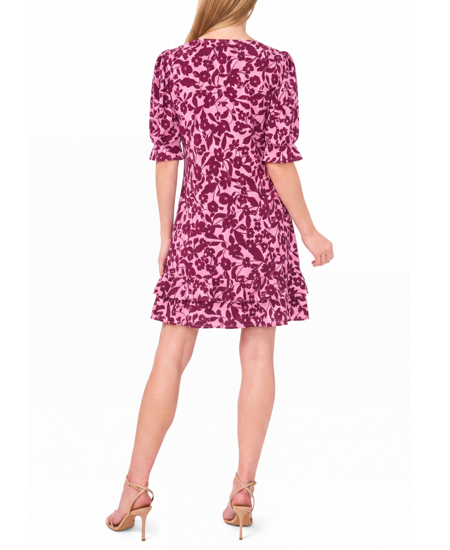 Женское платье CeCe V-Neck Short-Sleeve Tiered Ruffle, цвет: Moonlit — фото 3