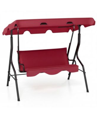 3-Person Outdoor Porch Swing with 80-Degree Adjustable Canopy