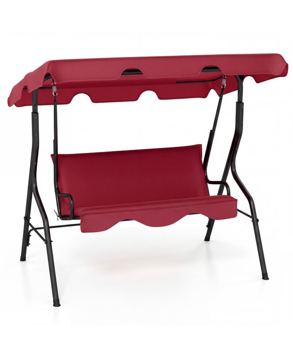 Gouun 3-Person Outdoor Porch Swing with 80-Degree Adjustable Canopy - Red
