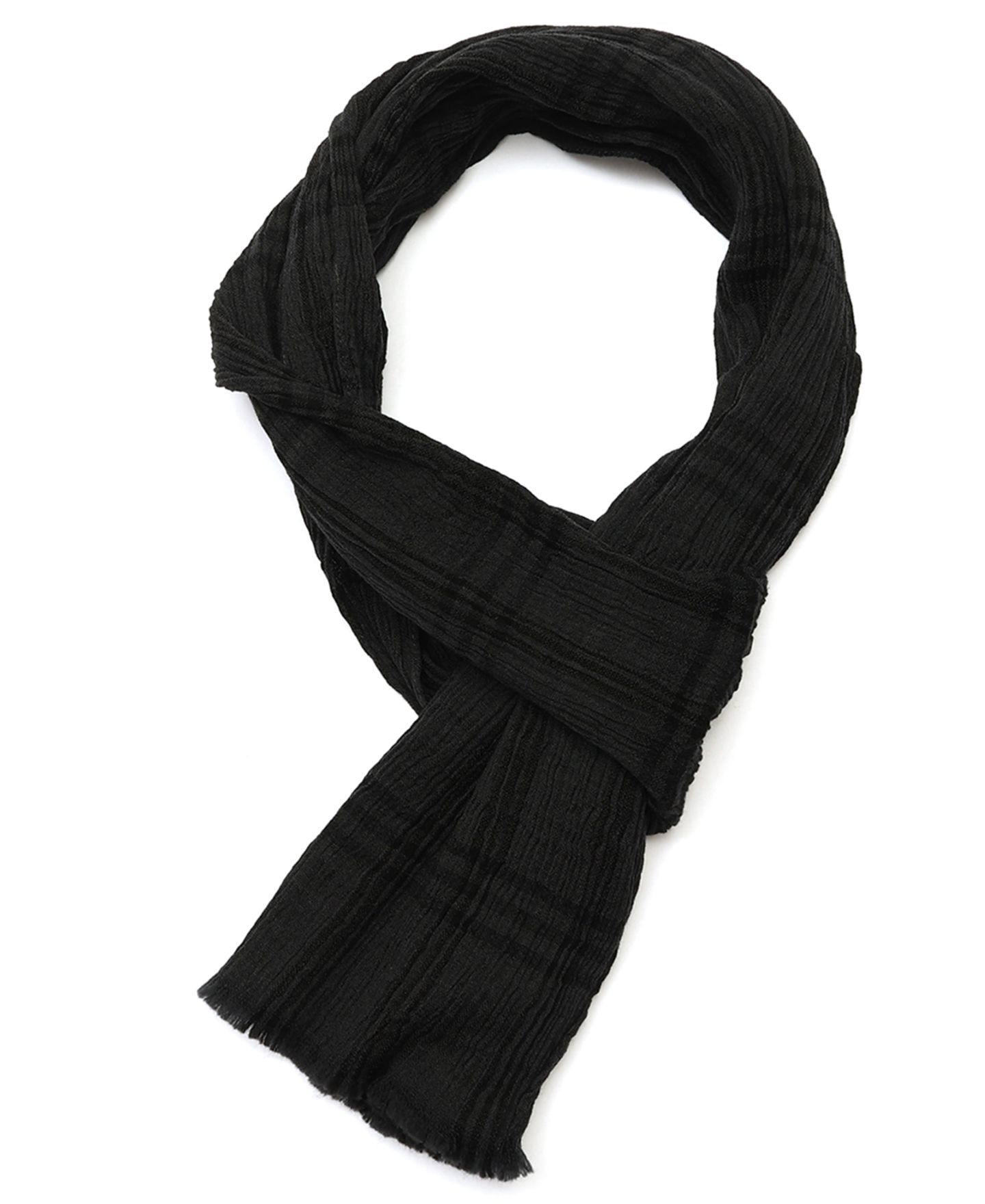 Мужской шарф Calvin Klein Crinkled Plaid Yarn Dye Wrap, 12" x 75", цвет: Графитовый меланжевый — фото 2