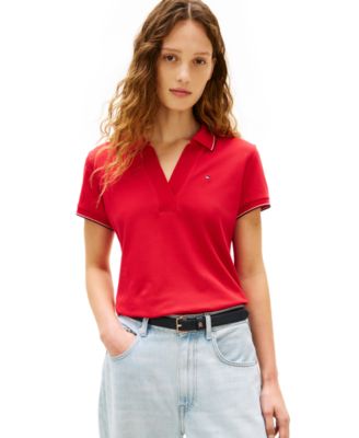 Women's Johnny Collar Short-Sleeve Polo T-Shirt