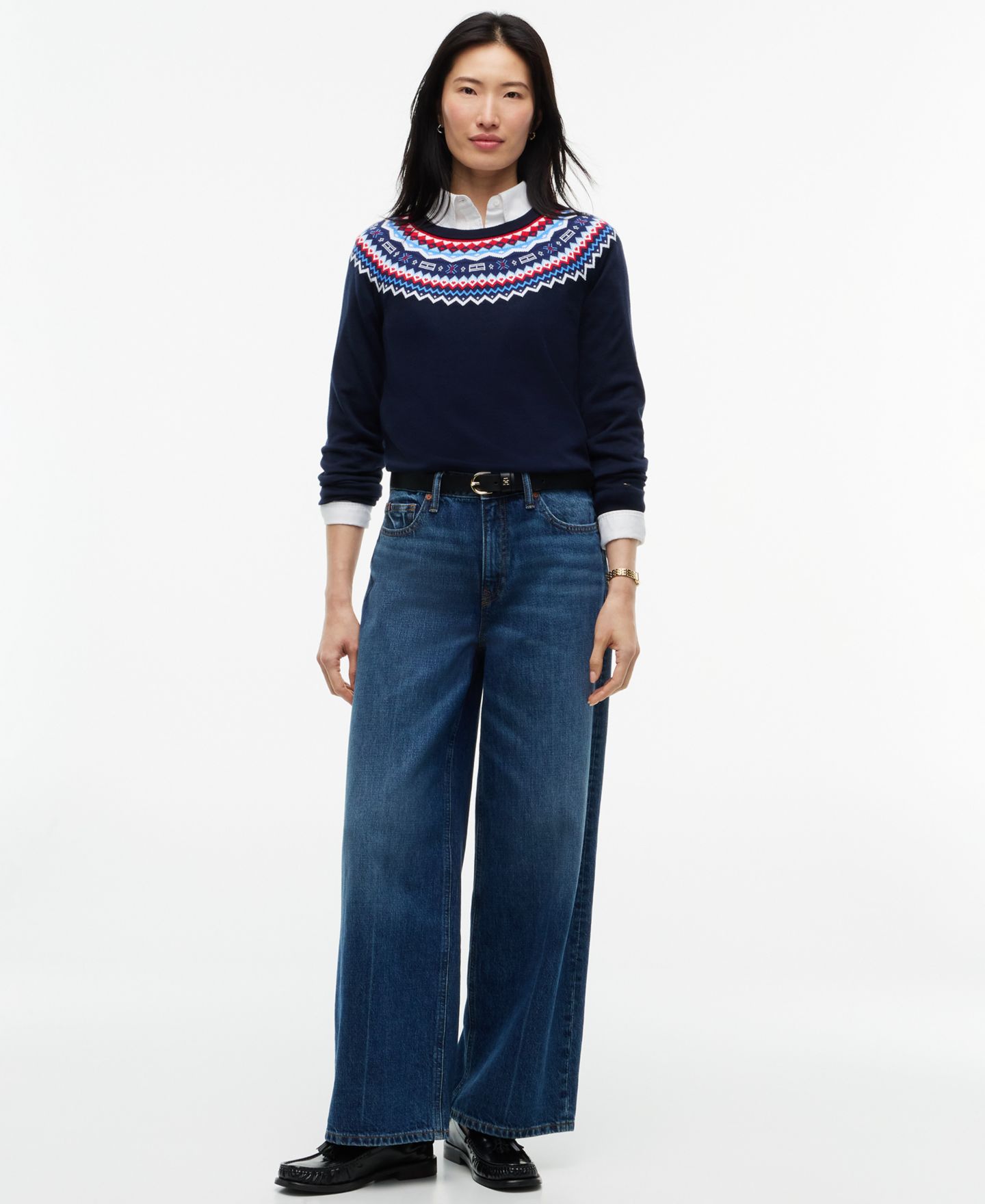 Женский свитер Tommy Hilfiger Fair Isle Fitted Crewneck, цвет: Тёмный синий — фото 2