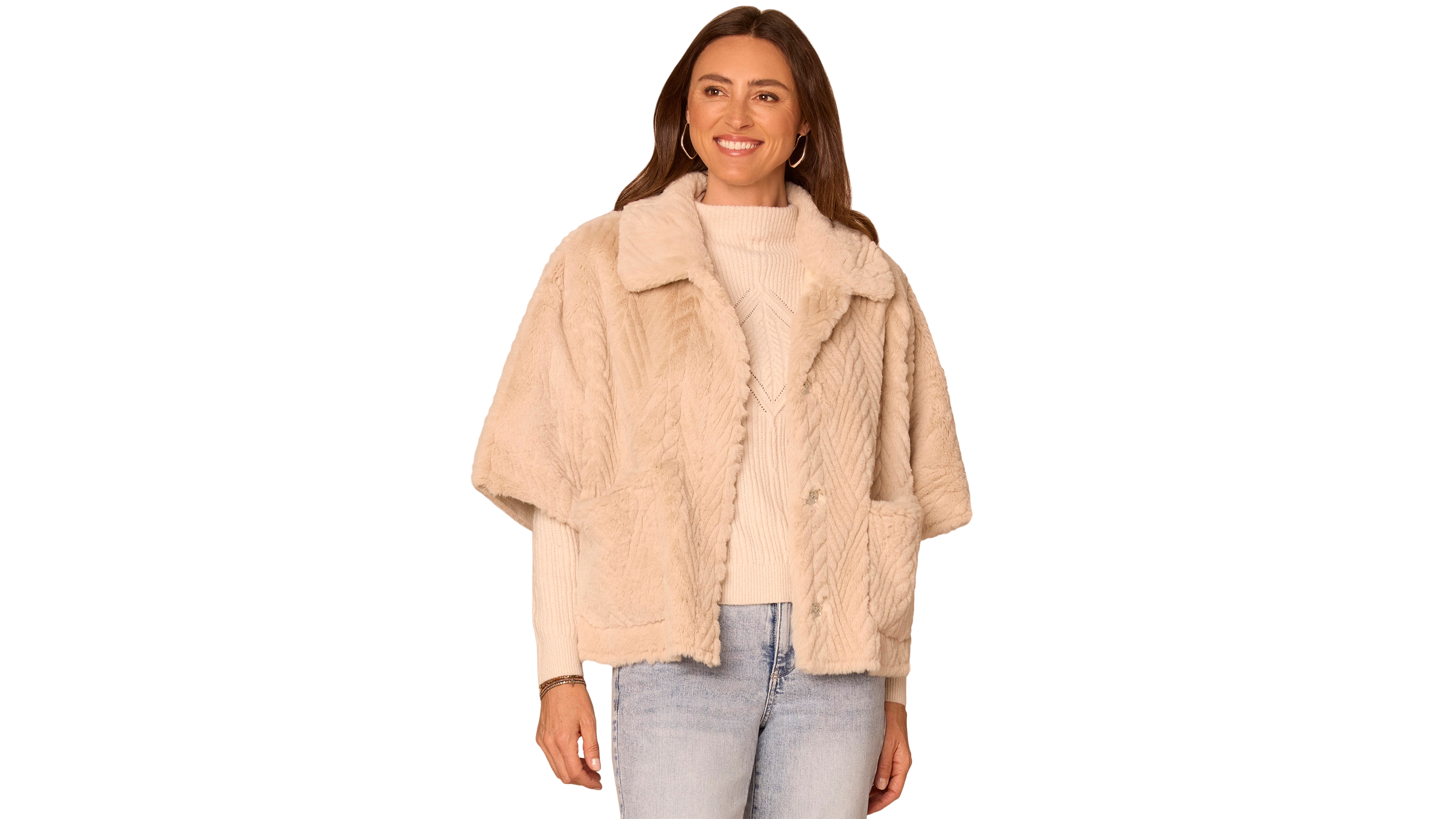 Democracy Women's Faux Fur Wide-Collar Capelet