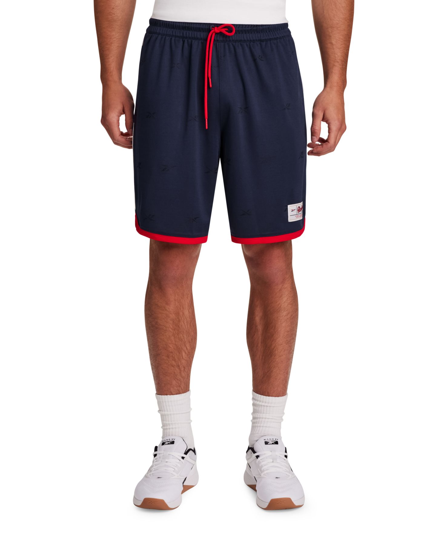 Мужские шорты Reebok United Americana-Print Shorts, 9" Inseam, цвет: Тёмно-синий — фото 1