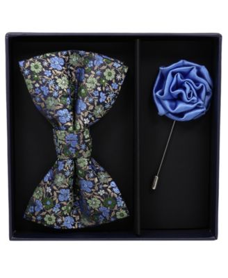 Men's 2-Piece Floral Pre-Tied Bow Tie and Lapel Pin Box Set