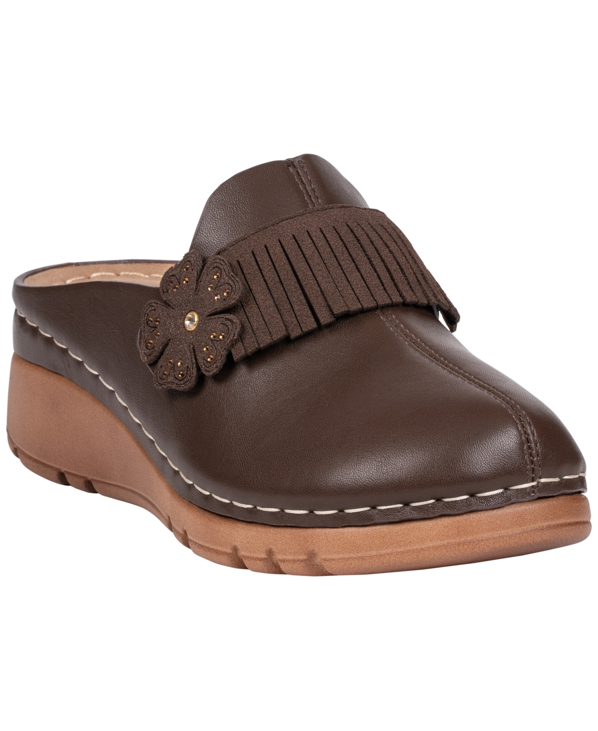 Gc Shoes Women's Cooper Floral-Print Fringe Mule Clogs