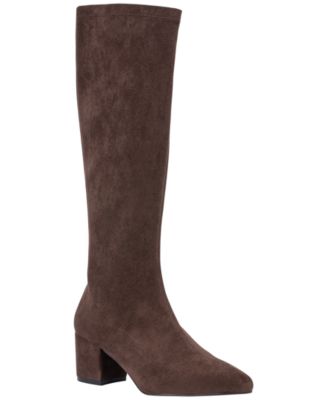 Women's Riggs Block-Heel Pointed-Toe Faux Suede Knee High Boots