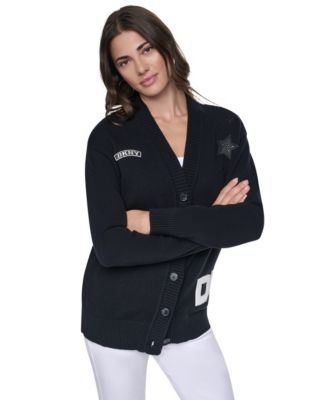 Women's Pins & Patches V-Neck Long-Sleeve Cardigan Sweater