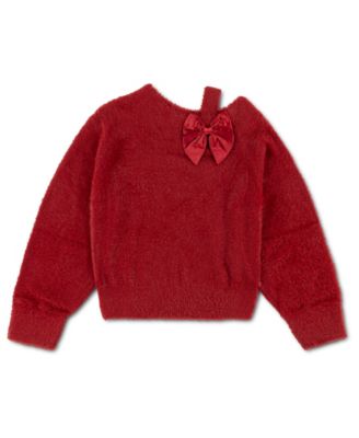 Girls' 5-16 One-Shoulder Mixed-Knit Sweater