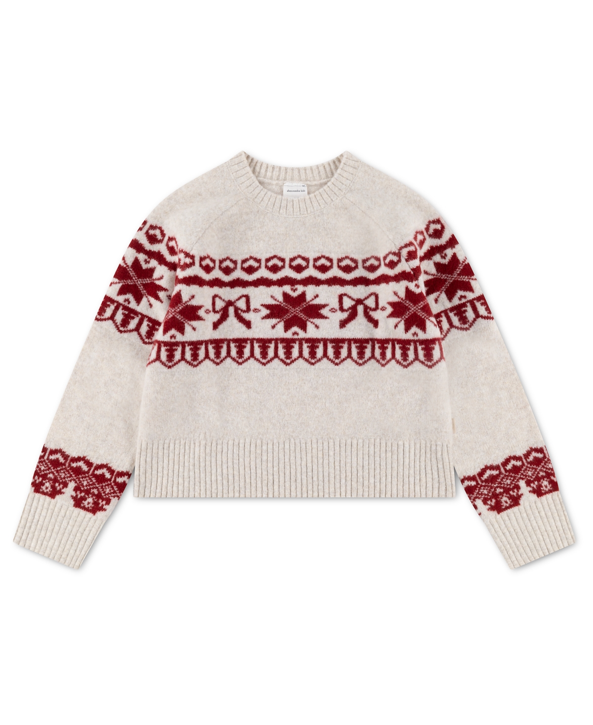 abercrombie kids Girls' 7-16 Faux Cashmere Raglan Patterned-Yoke Sweater
