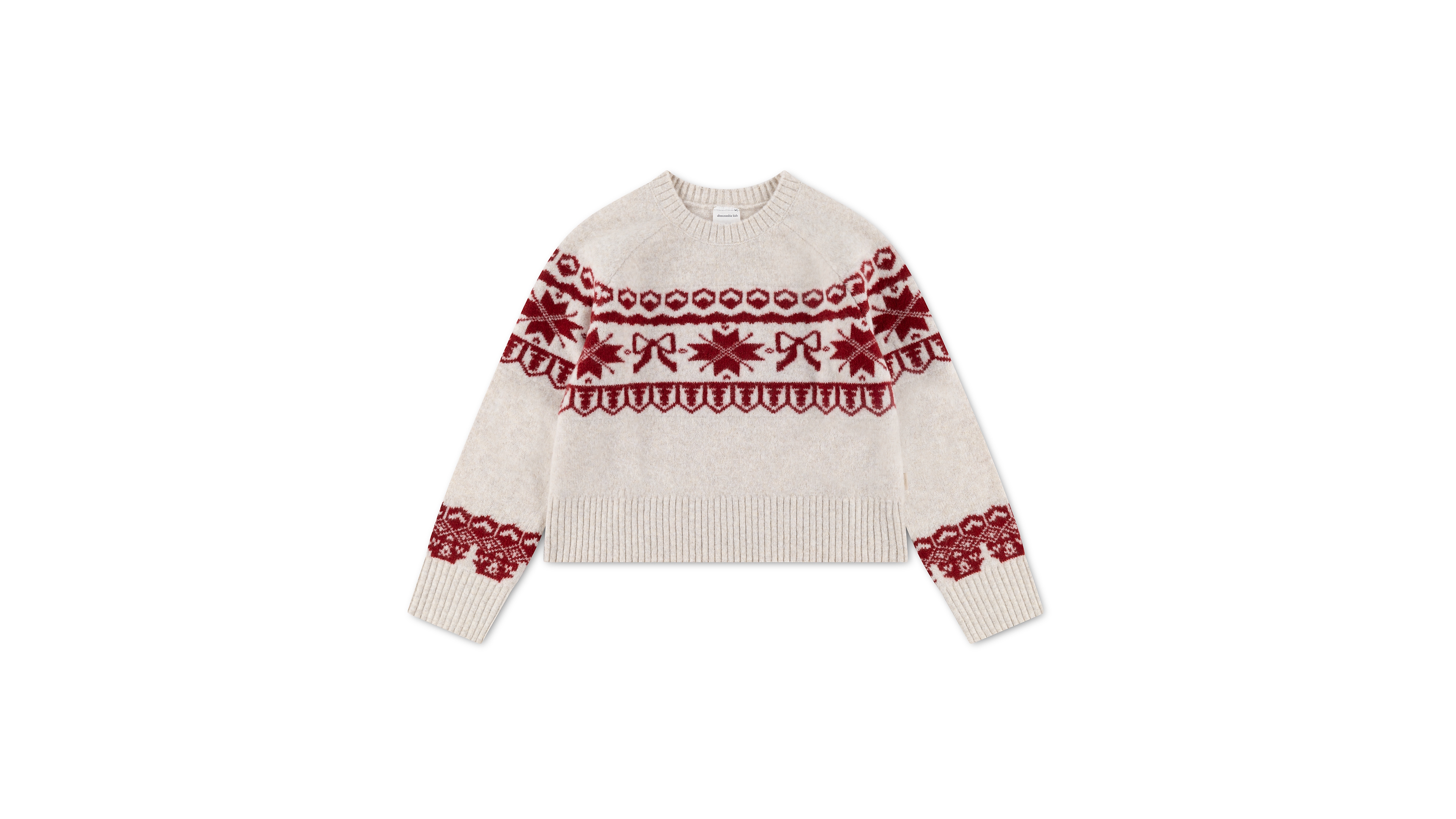 abercrombie kids Girls' 7-16 Faux Cashmere Raglan Patterned-Yoke Sweater