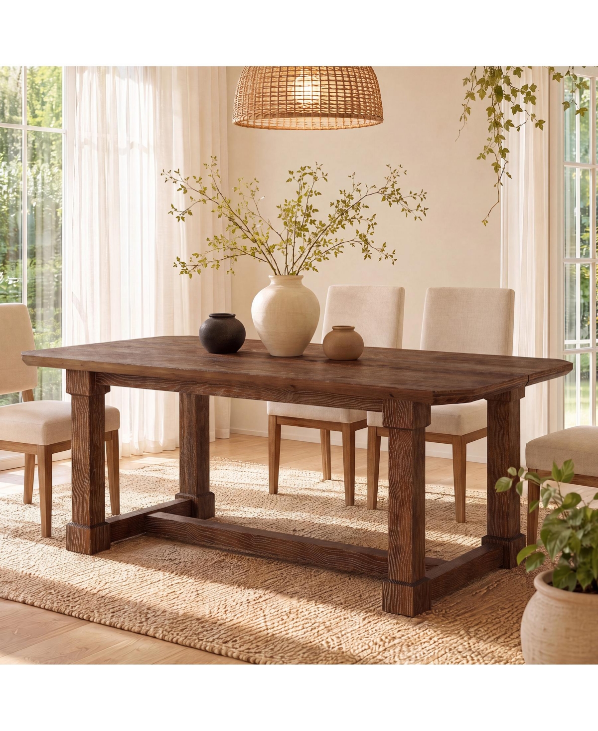Tribesigns 63" Solid Wood Dining Table, Rectangular Kitchen Table