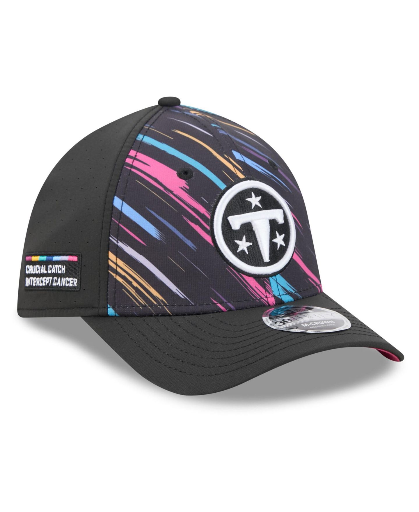 Мужской головной убор New Era Black Tennessee Titans 2026 NFL Cruical Catch 39THIRTY M-Crown Stretch Hat — фото 1