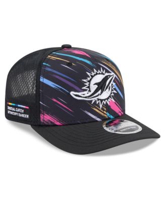 Men's Black Miami Dolphins 2026 NFL Cruical Catch 9SEVENTY Adjustable Trucker Hat
