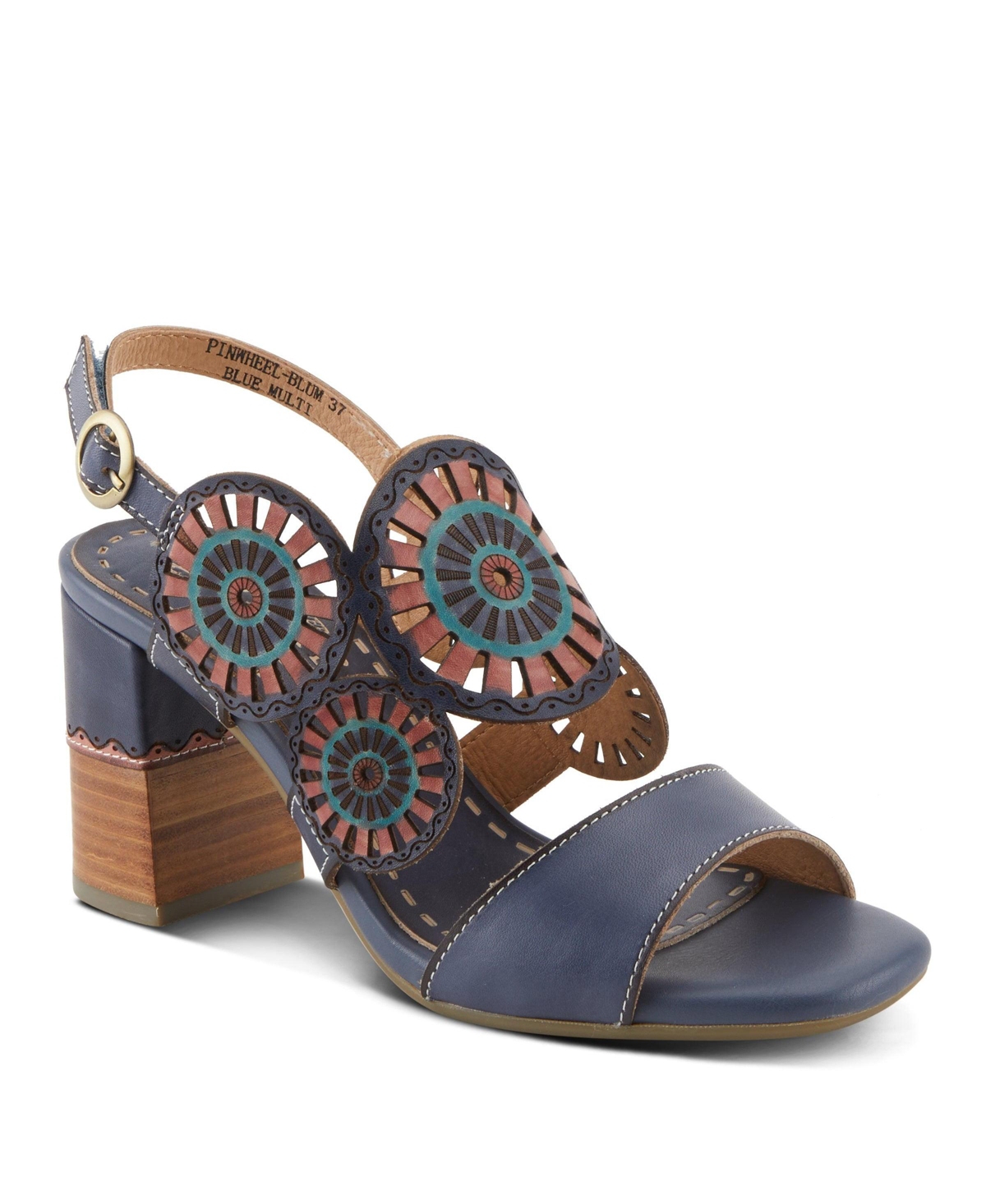 L'Artiste Women's Pinwheel Slingback Sandal with Leather Upper - Blue
