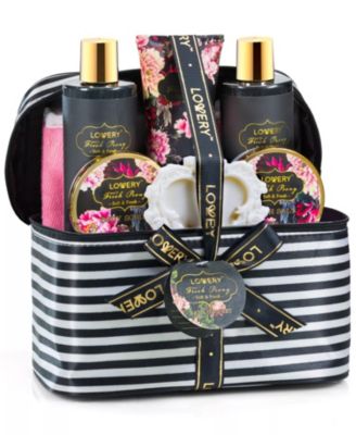 Fresh Peony Spa Bath and Body Gift Set, 10pc Women’s Fragrance and Self Care Gift Set with Lotion, Shower Gel, Scrub, Bath Salts and Loofah