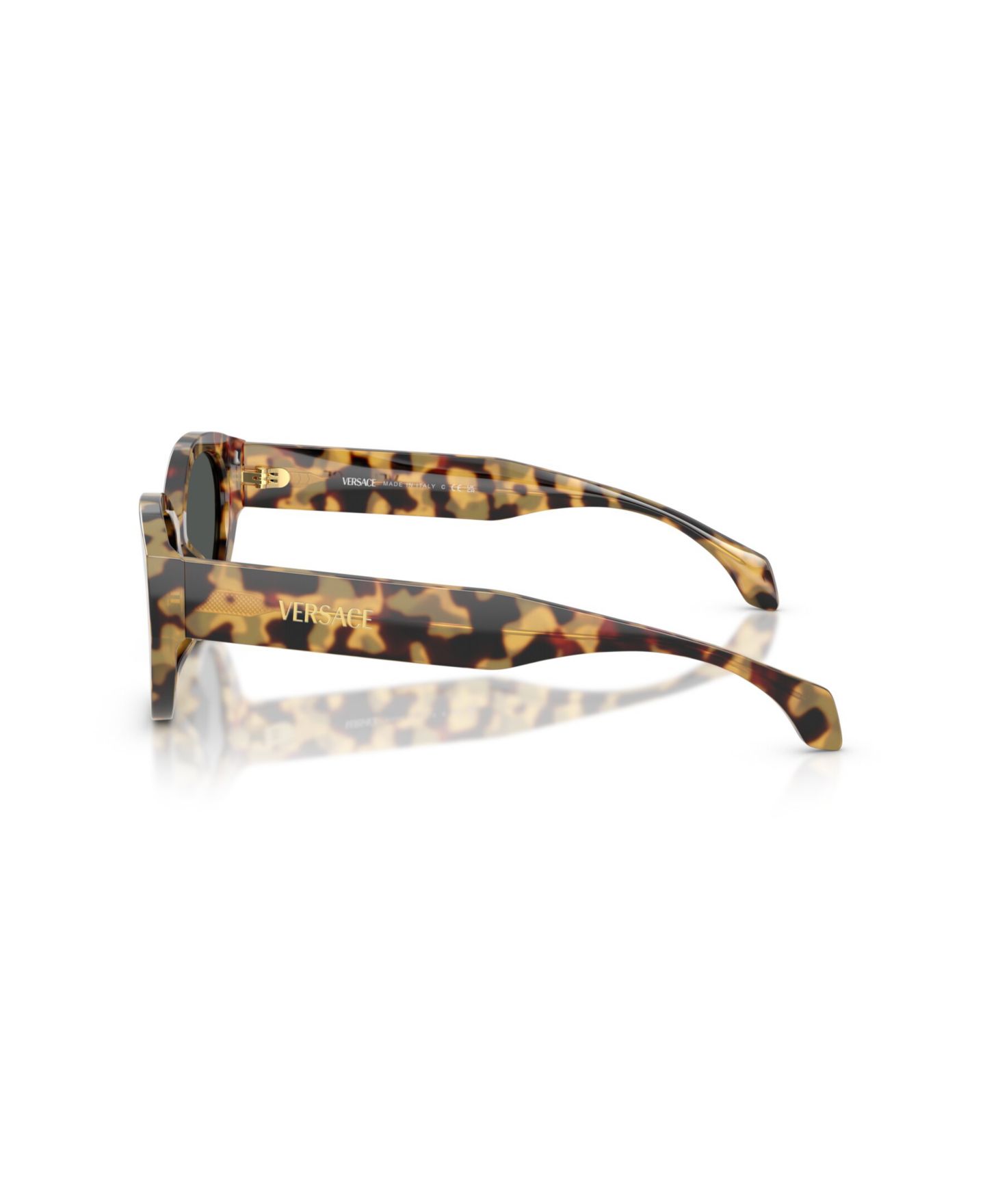 Женские солнцезащитные очки Versace Cat Eye Low Bridge Fit VE4495D, цвет: Коричневый / Жёлтый — фото 3