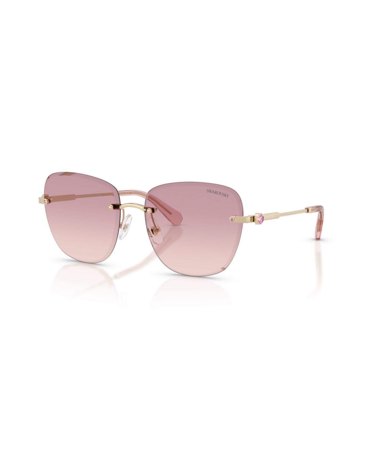 Женские солнцезащитные очки Swarovski Rimless Square Sunglasses SK7043, цвет: Бледный золотой — фото 1