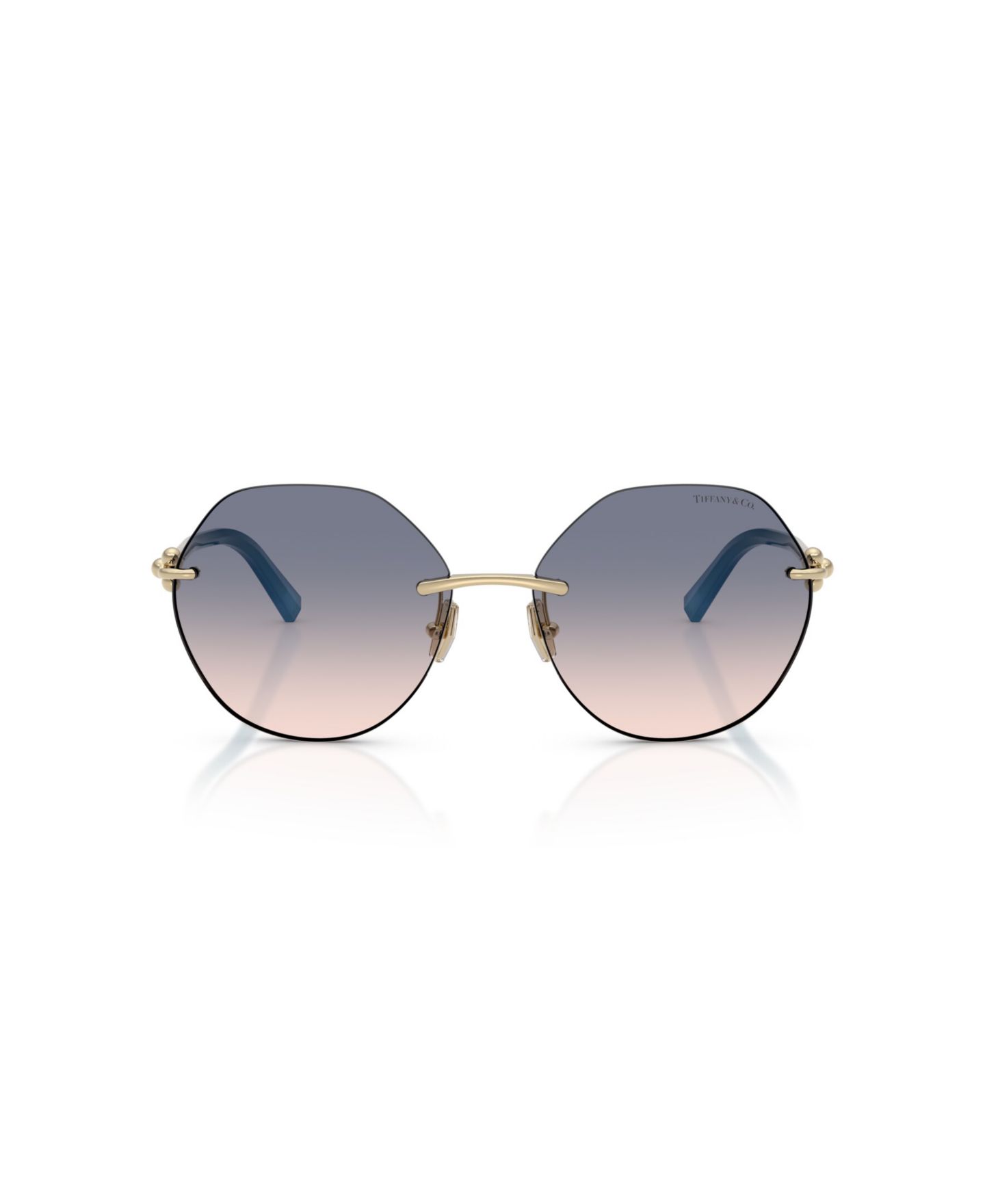 Женские солнцезащитные очки Tiffany & Co. Geometric Rimless Sunglasses TF3123, цвет: Бледный золотой — фото 4