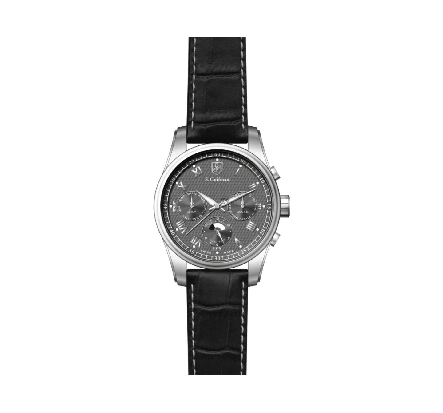 Мужские часы Invicta S.Coifman SC0154 Heritage Chronograph Leather Strap Watch, цвет: Чёрный — фото 2