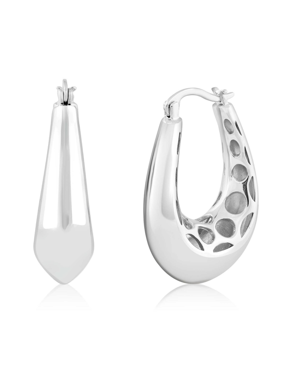 Simona Silver-Tone Puffed Polished Hoop Earrings - Silver