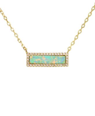 Reflection Necklace with Lab Grown Opal in 14k Gold Plated Sterling Silver