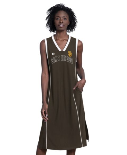 Женское платье Starter Brown San Diego Padres Line Up Sneaker Sleeveless Maxi