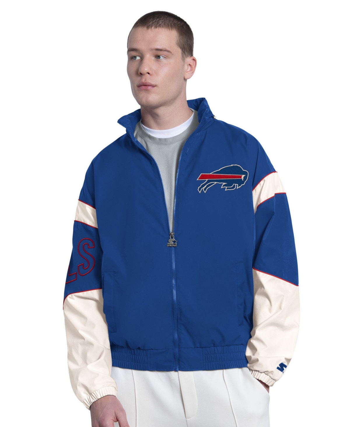 Starter Men's Buffalo Bills The Gust Full-zip Hooded Water-resistant Jacket In Blue