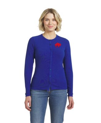 Women's  Royal Buffalo Bills Ribbed Full-Button Cardigan Sweater