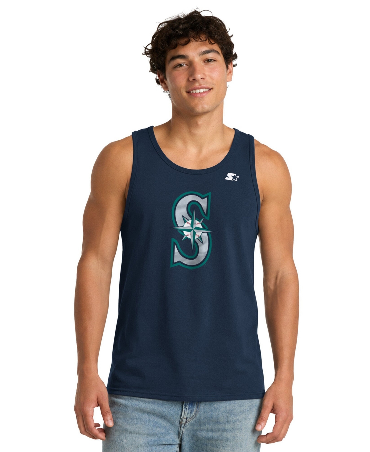 Starter Men's Seattle Mariners Sleeveless Screen Print Tank Top - Navy