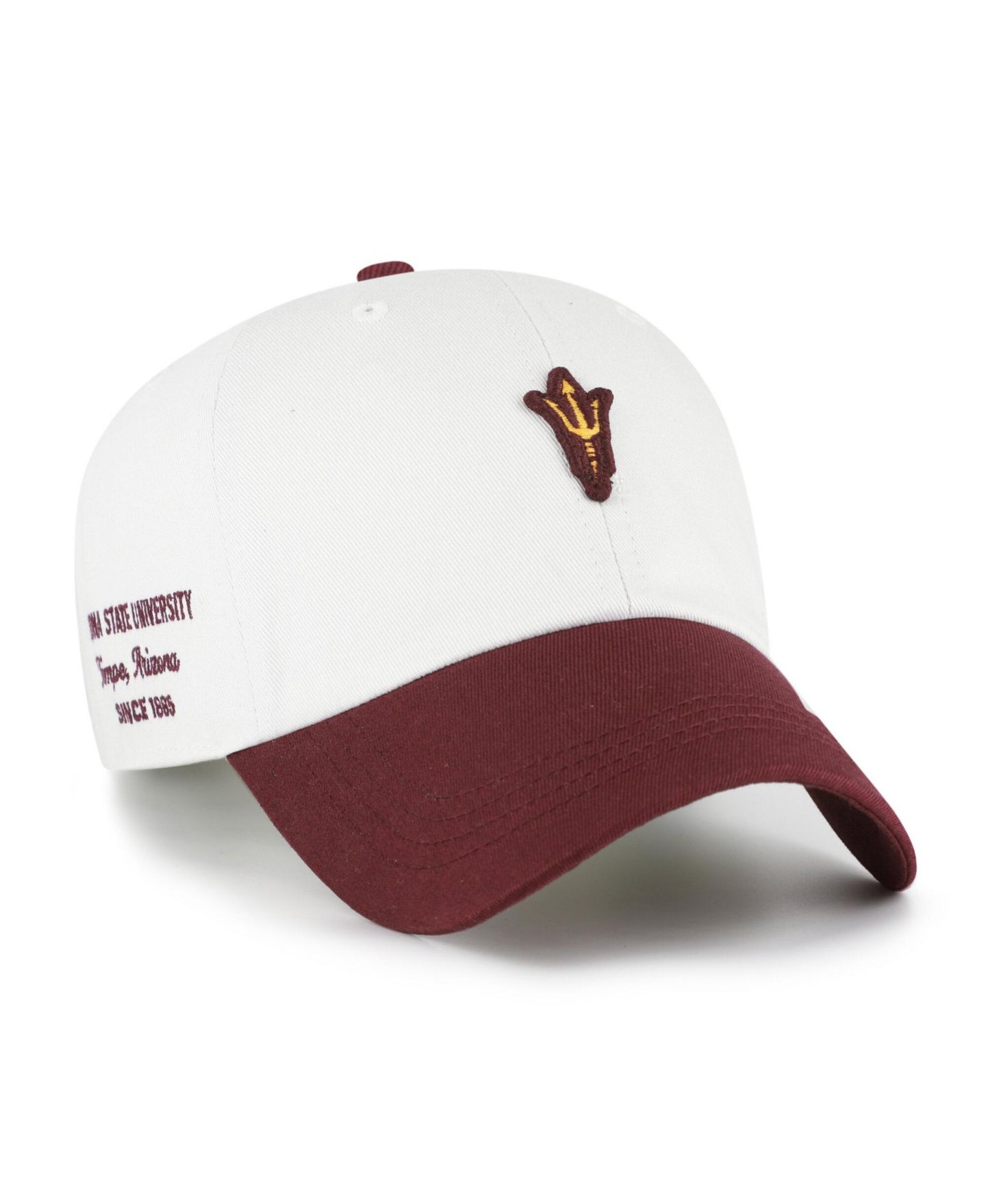 Мужская кепка '47 Brand White/Maroon Arizona State Sun Devils Contemporary Basics Two Tone Clean Up Adjustable Hat — фото 1