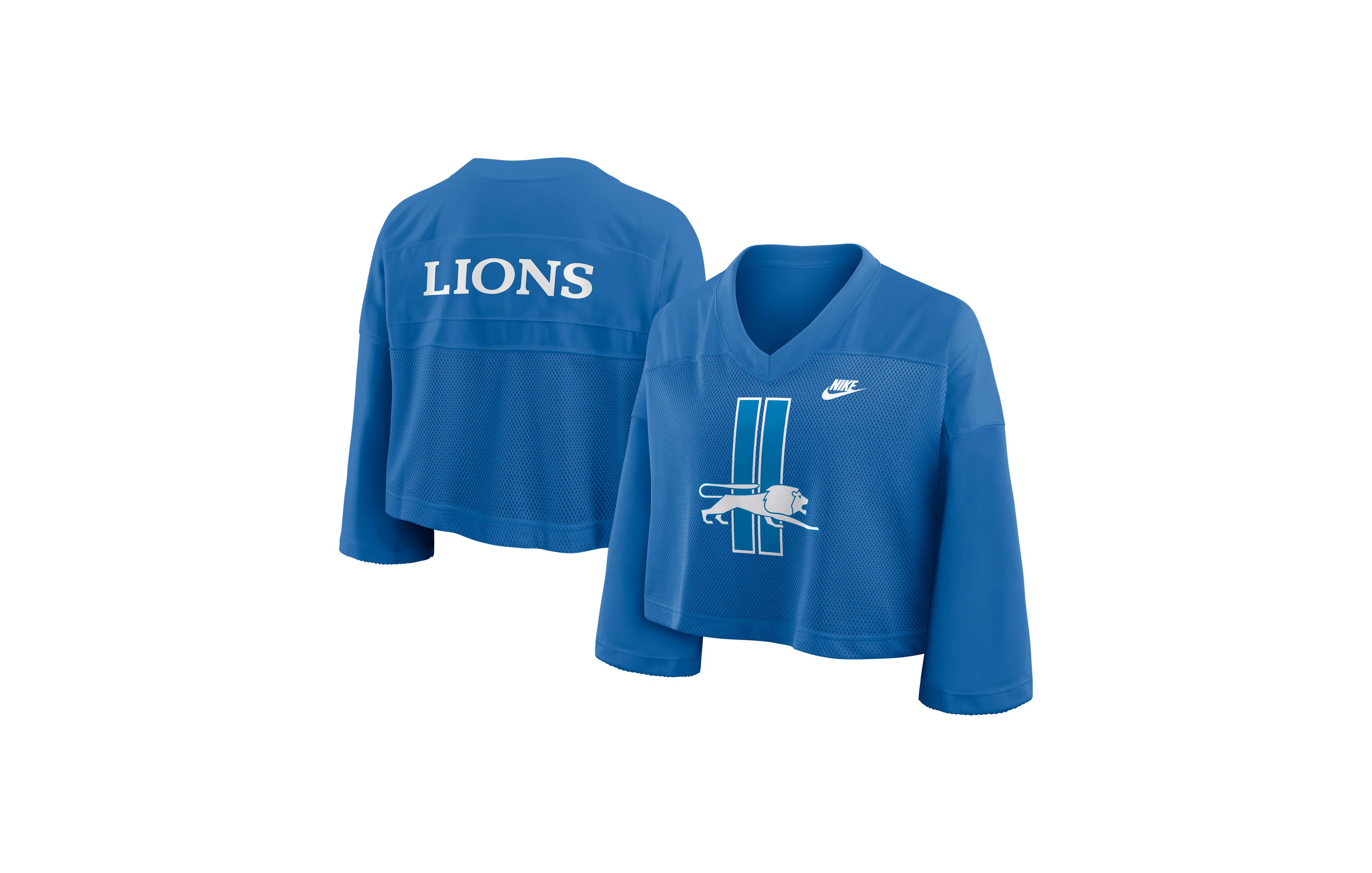 Nike Women's Detroit Lions Rewind Fashion Cropped Dri-fit V-Neck Jersey