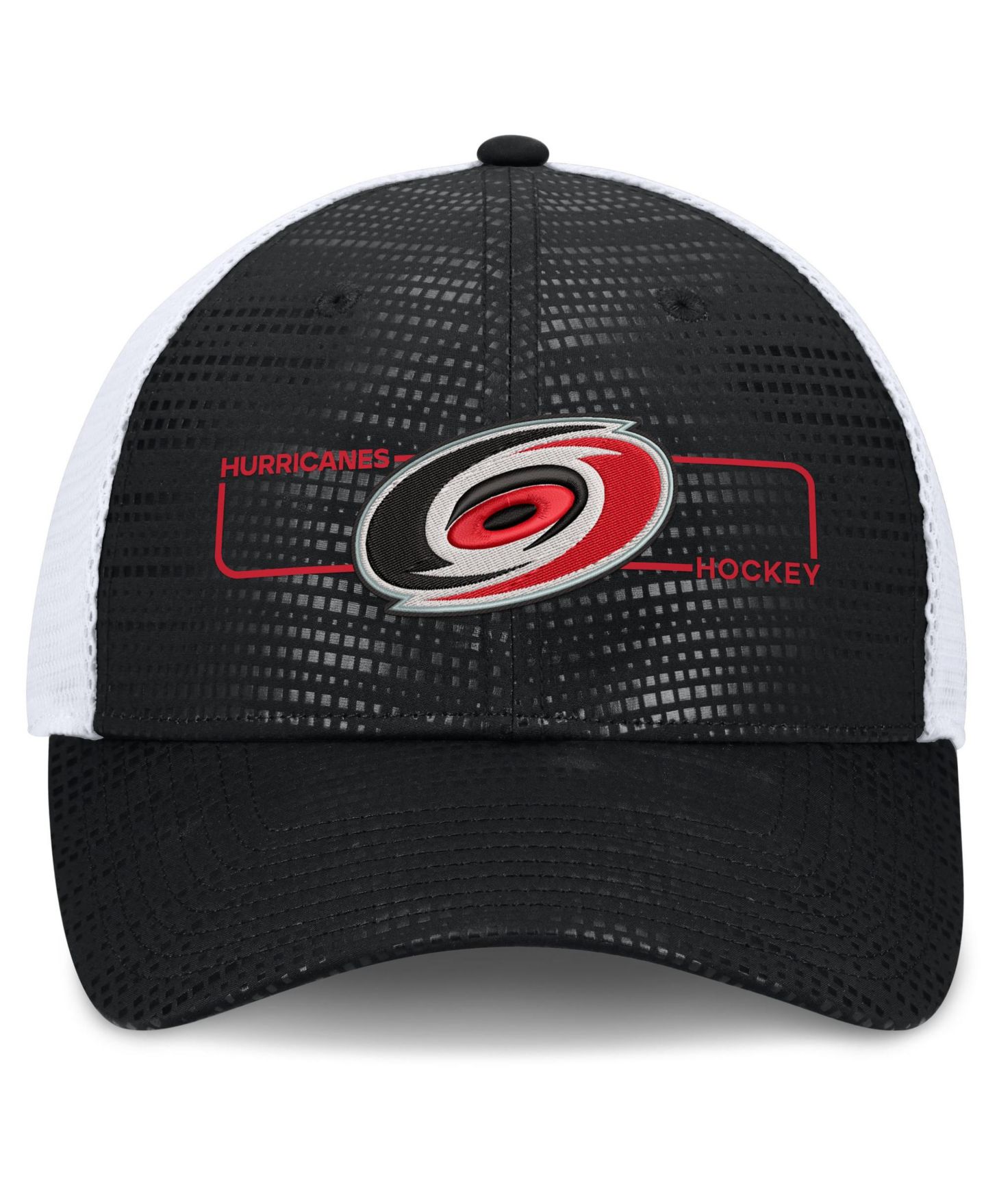 Мужская кепка Fanatics Black Carolina Hurricanes Authentic Pro Rink Boxed Logo Trucker Hat — фото 3