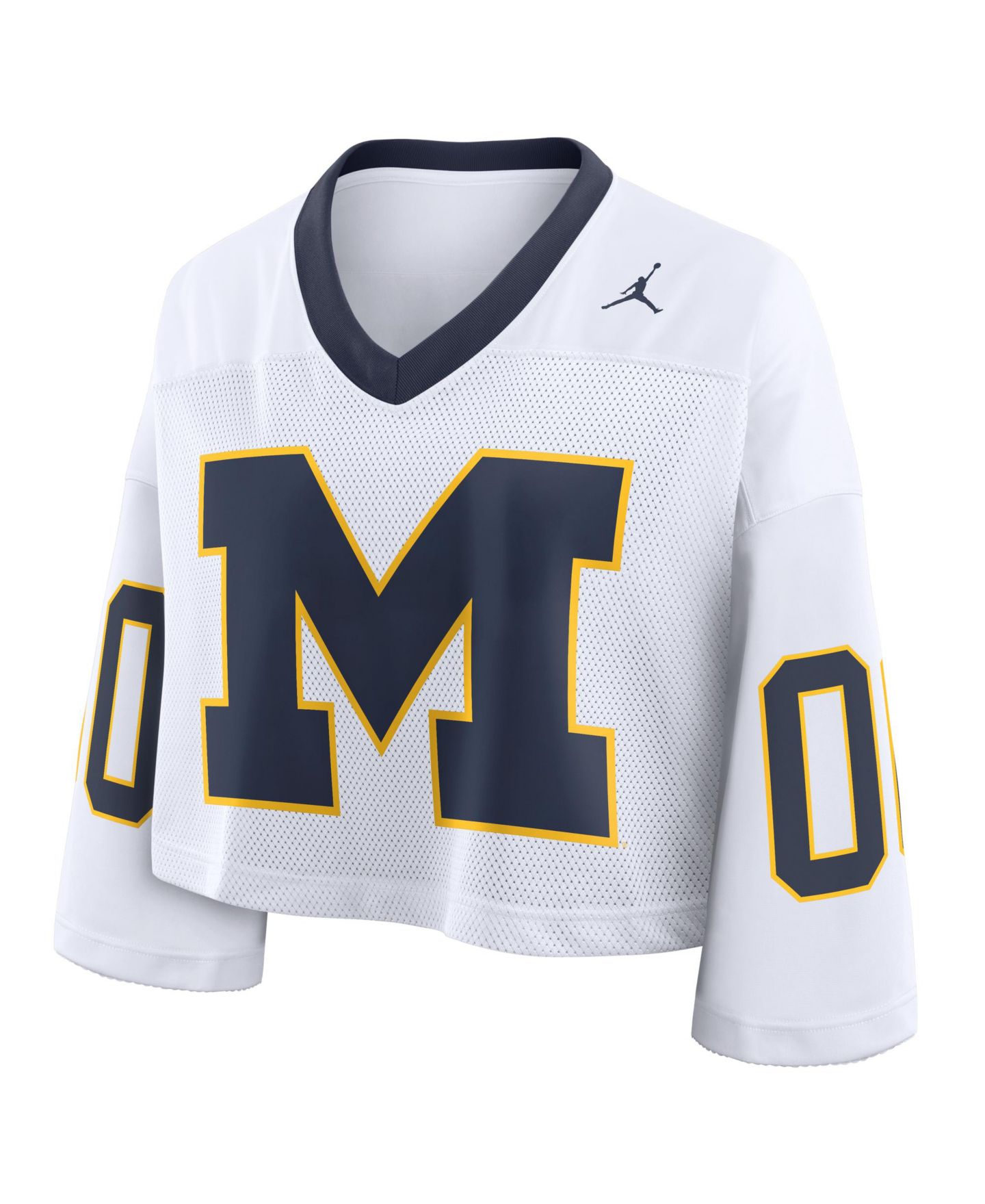 Женское джерси Nike Women's White Michigan Wolverines Oversized Logo Cropped Fashion Jersey — фото 2
