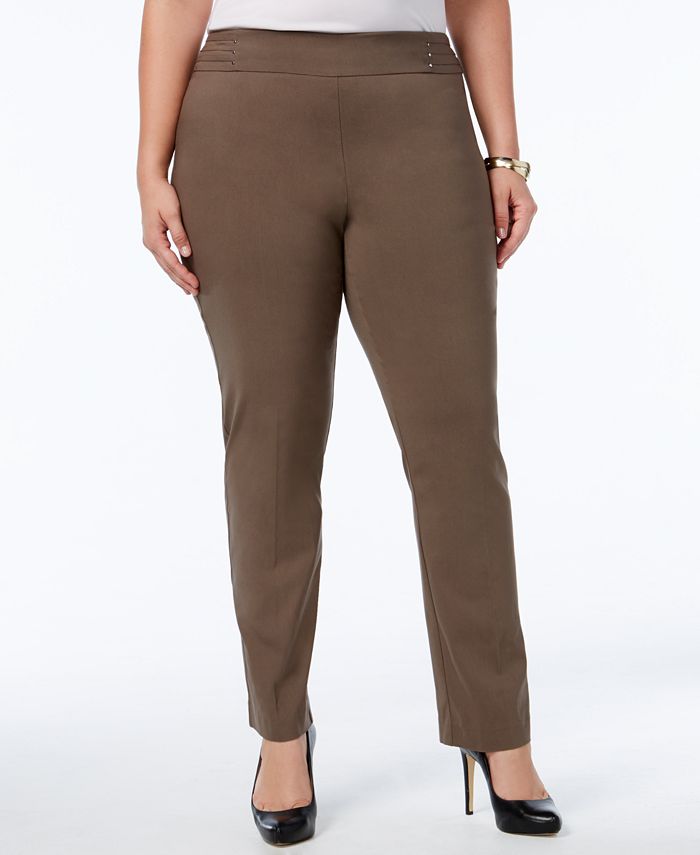 JM Collection Plus & Petite Plus Size Tummy Control Slim-Leg Pants, Created for Macy's - Macy's