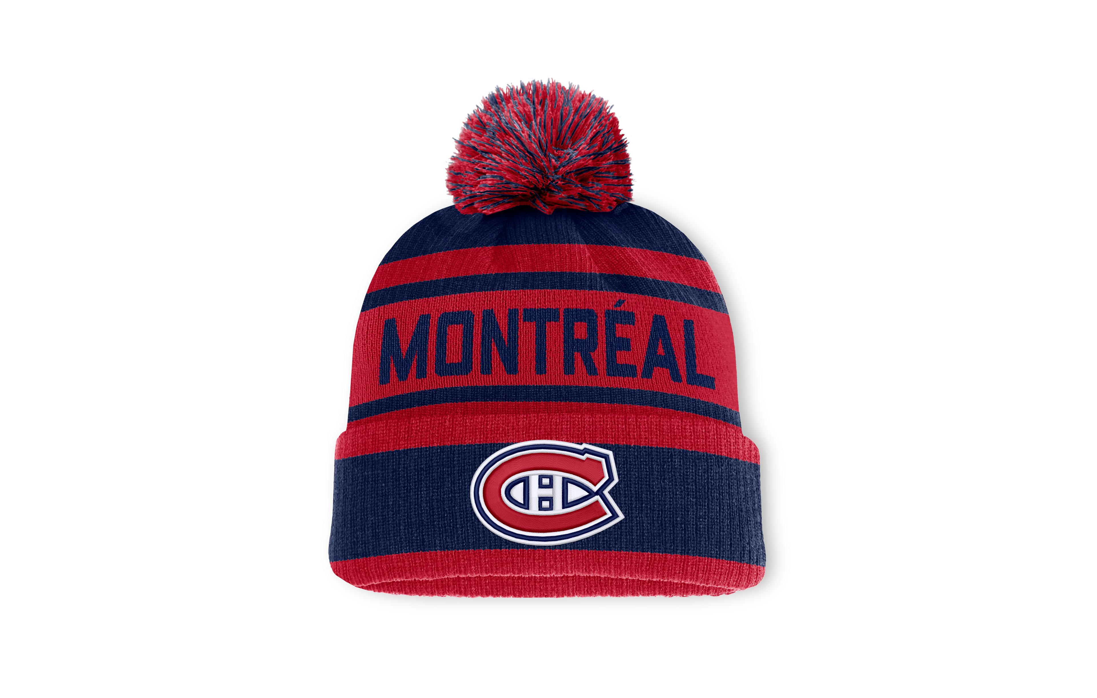 Men's Fanatics Navy/Red Montreal Canadiens Fundamental Cuffed Knit Hat with Pom